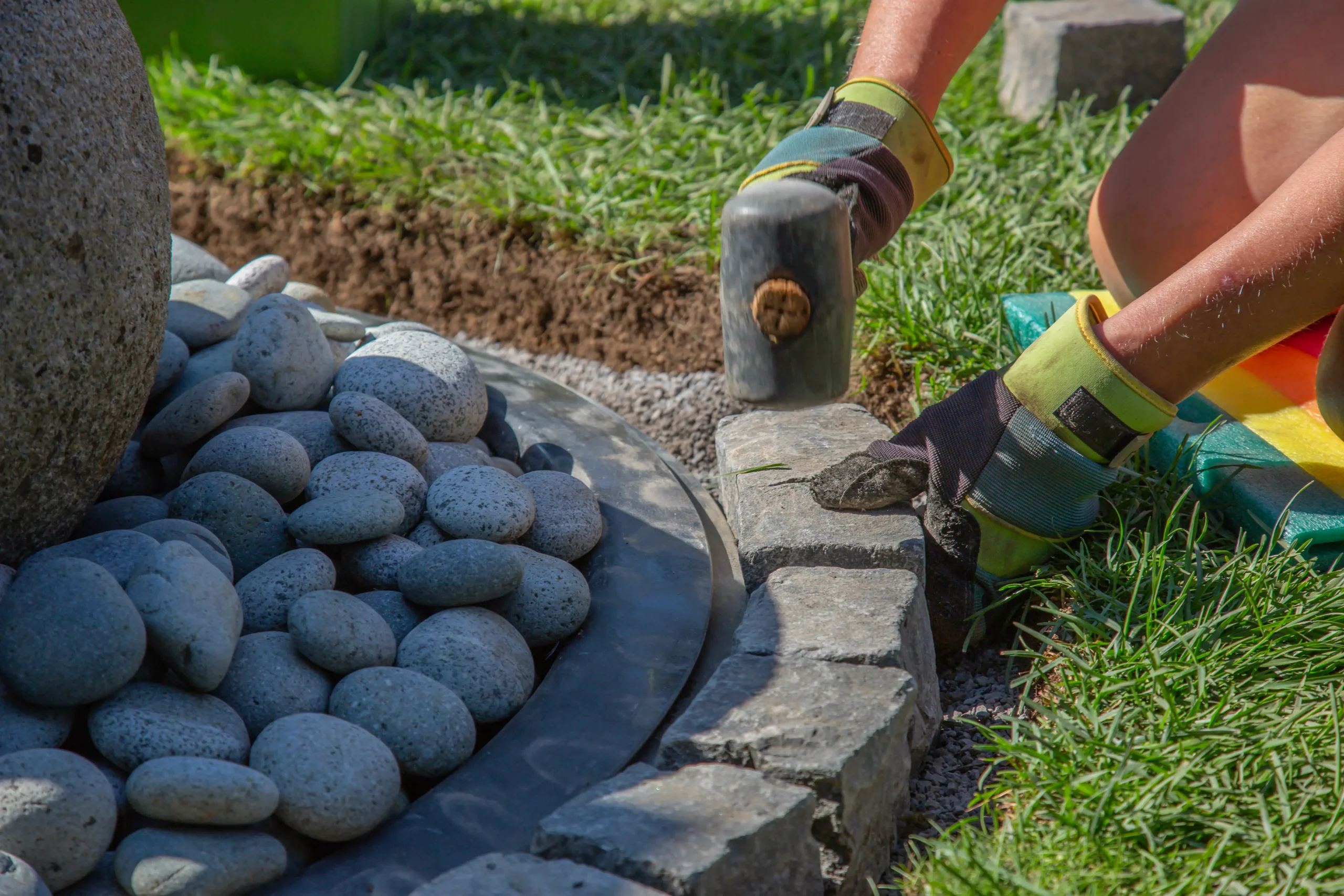 Landscaping project with stone and rock in Connecticut